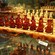 A chess set made from amber and marble